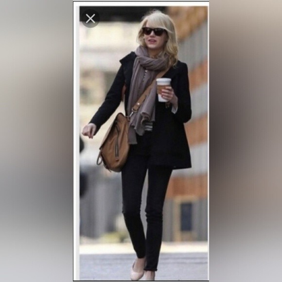 Anthropologie Jackets & Blazers - Anthropologie Tulle Black Wool Blend Longline Peacoat Polka Dot Lining